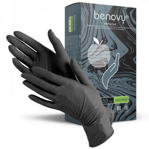 Перчатки Benovy 100 шт/50 пар, черные